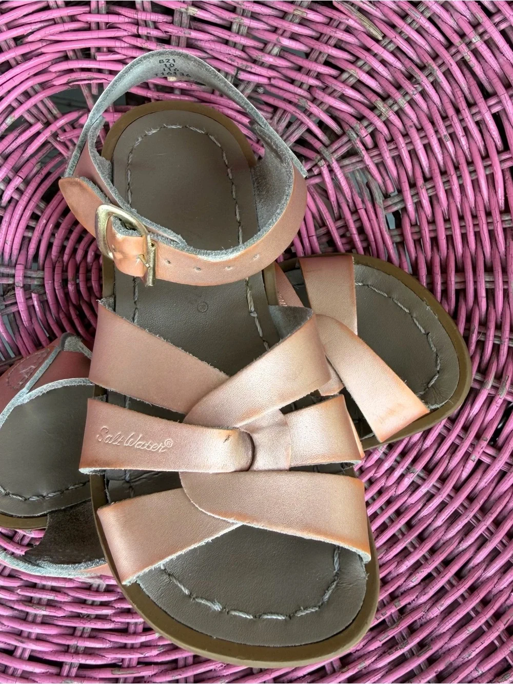 Rose Gold Saltwater Classic Sandal, child sz 10